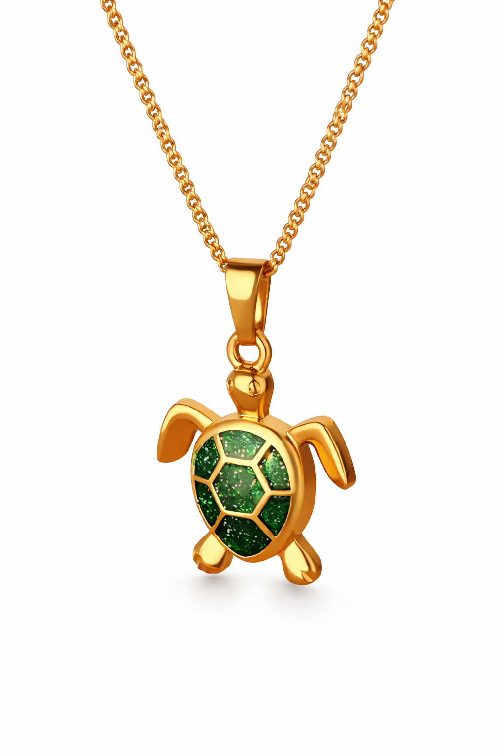 Hermoso collar de tortuga en acero inoxidable.